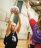 Two girls playing netball